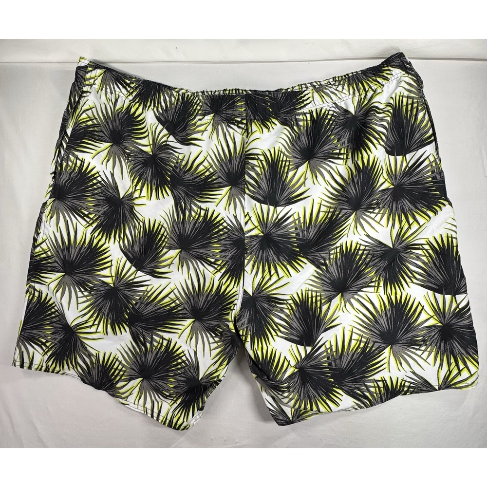 Island Passport Men's 4XL Swim Trunks White/Black/Yellow Tropical Floral Lined - Picture 6 of 10